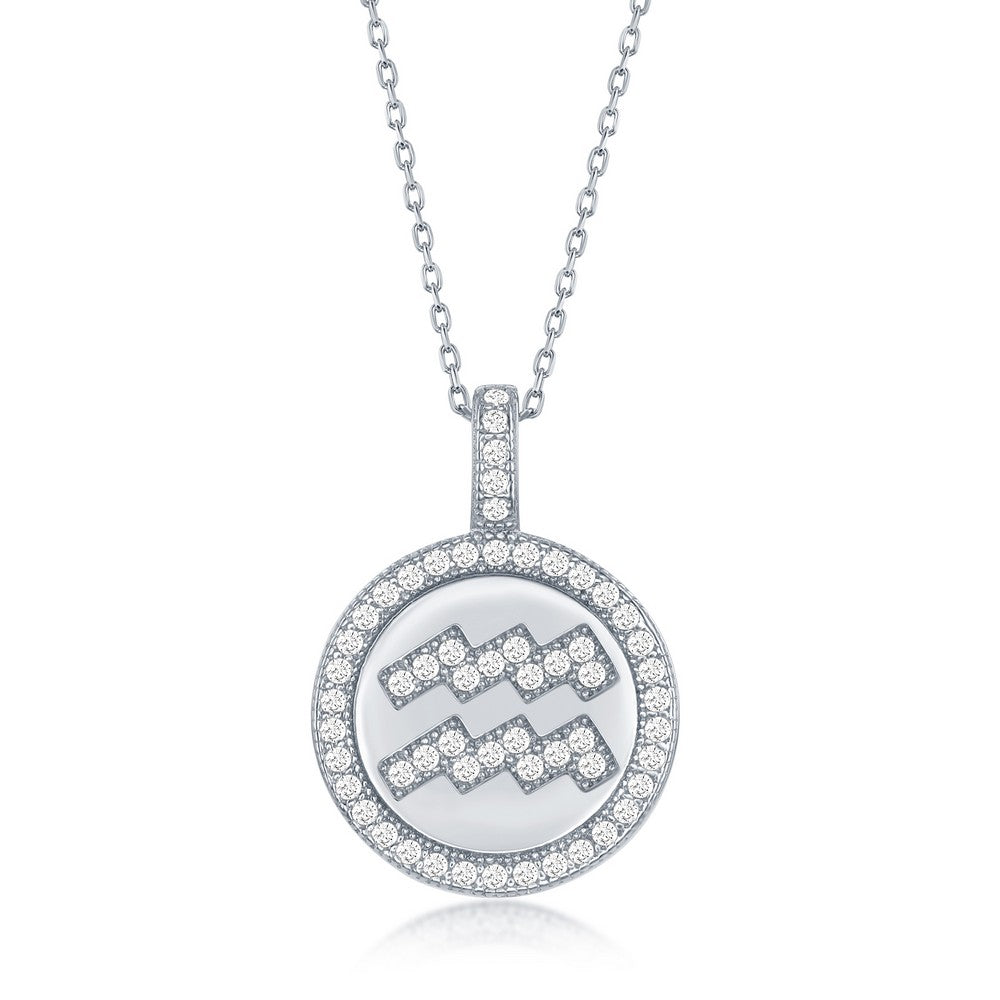 Pave Zodiac Disc Necklace