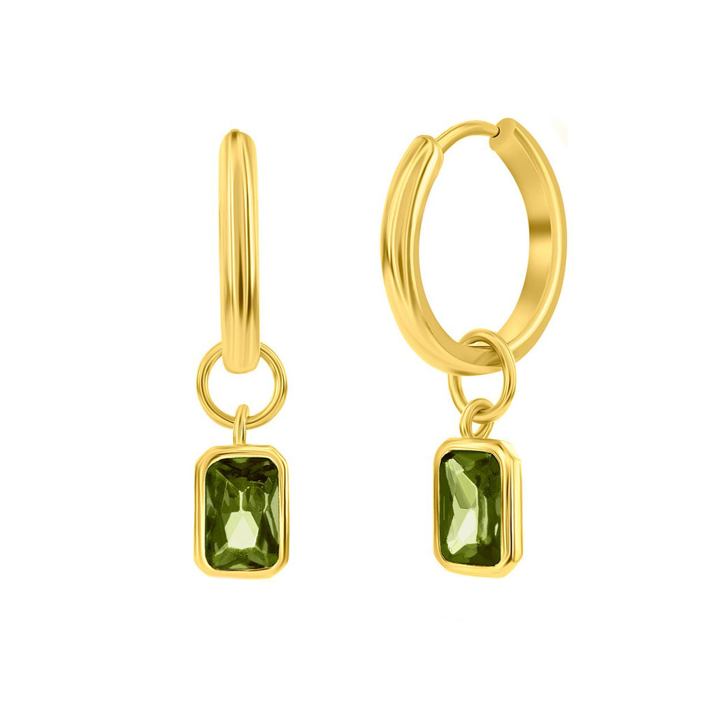 Rectangle CZ Charm Huggie Earrings (Available in 9 Colors)