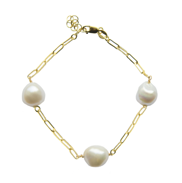 Freshwater Pearl Paperclip Chain Bracelet