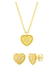 Beaded CZ Heart Jewelry Set