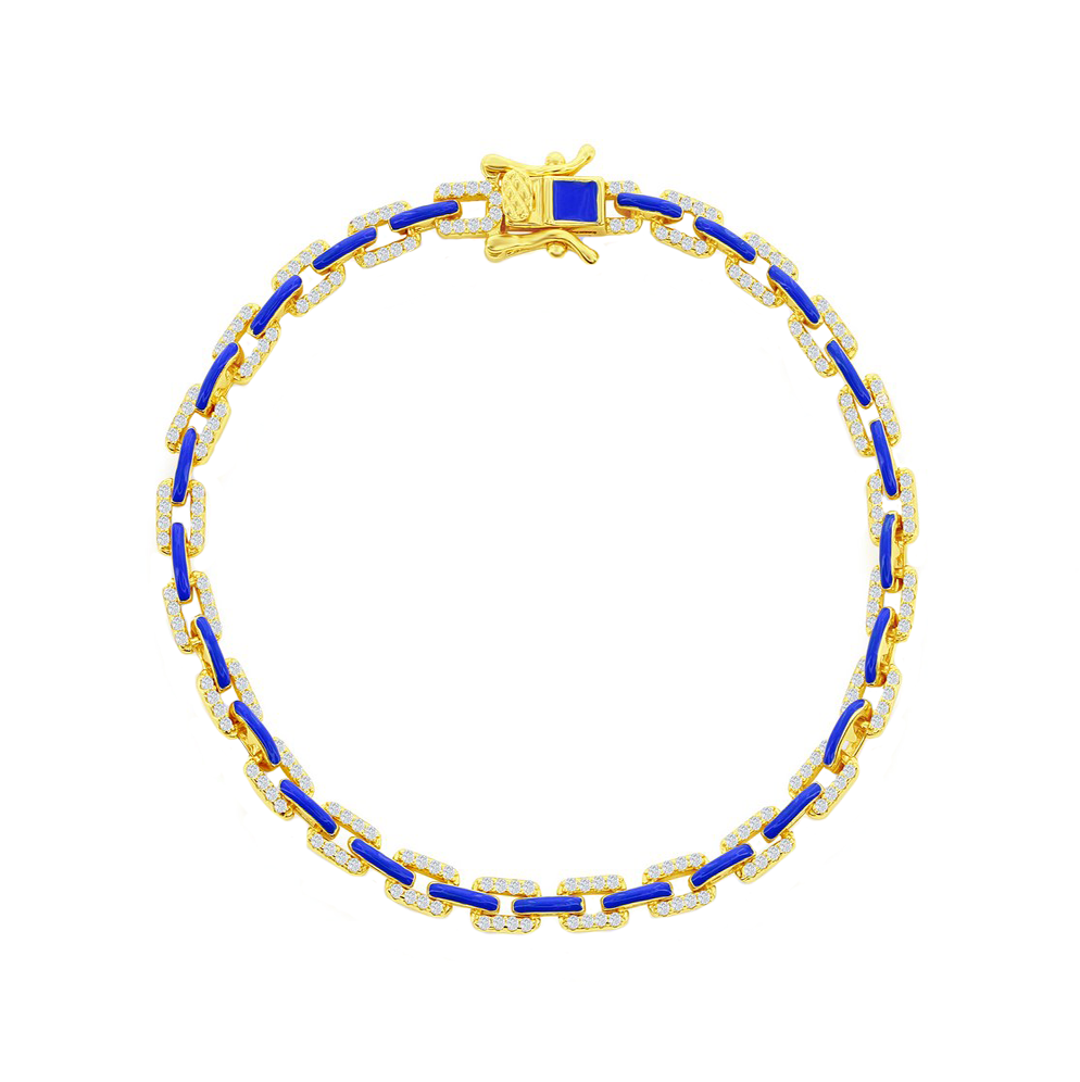 Blue Enamel Sparkle Link Bracelet