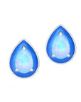 Pear-shaped Opal Blue Enamel Stud Earrings