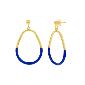 Blue Enamel Pear-Shaped Drop Earrings