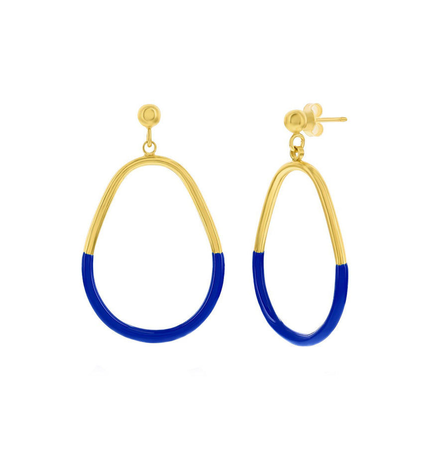 Blue Enamel Pear-Shaped Drop Earrings