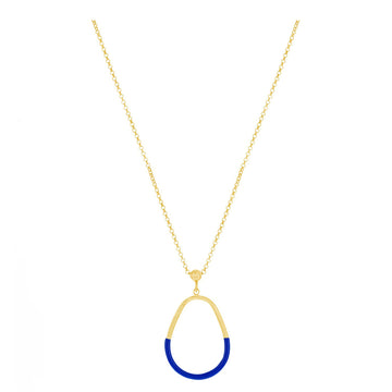 Blue Enamel Pear-Shaped Drop Necklace