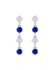 Round CZ and Blue Sapphire Bar Earrings