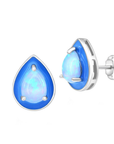 Pear-shaped Opal Blue Enamel Stud Earrings