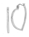 Pave Heart-Shaped Hoop Earrings
