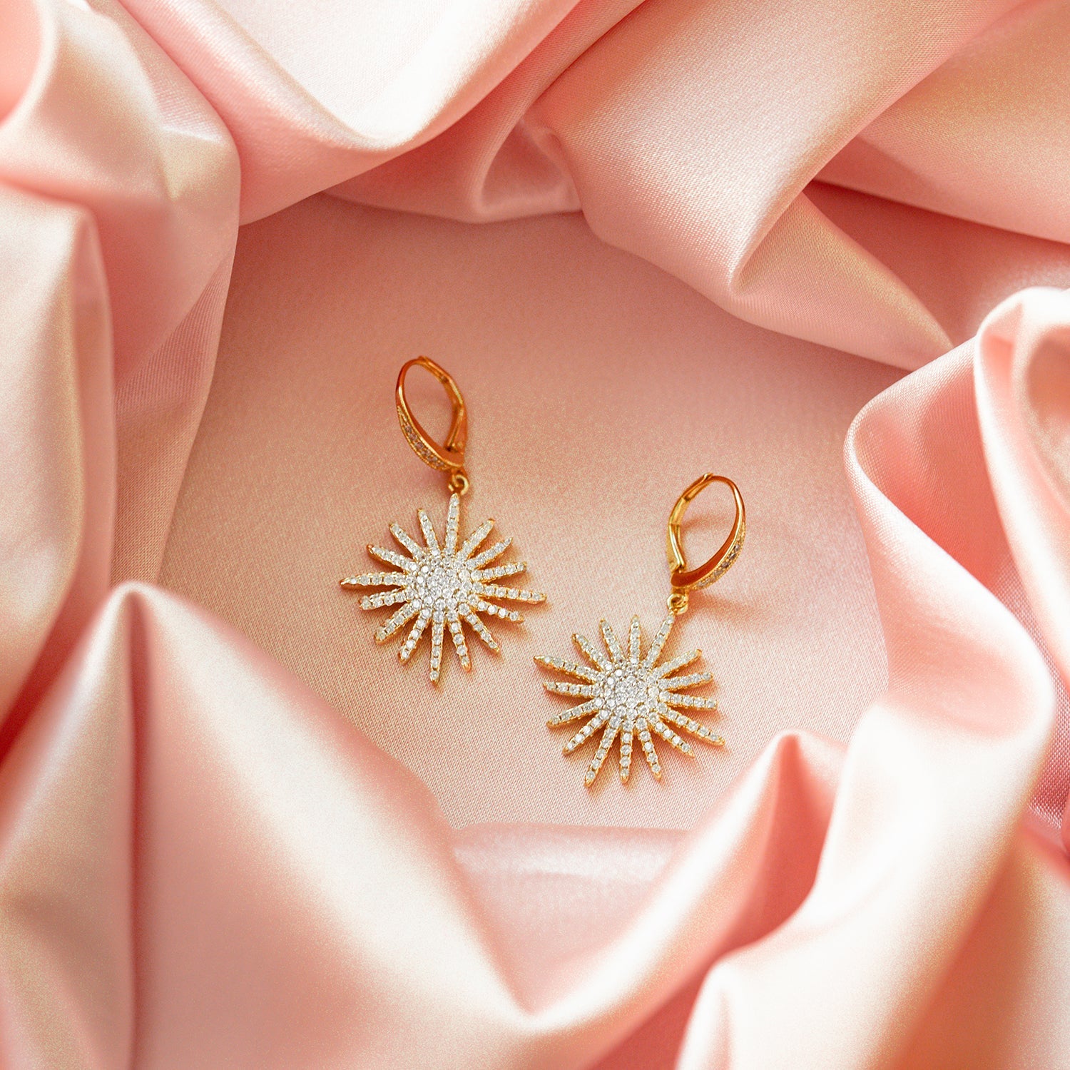 Pave Starburst Drop Earrings