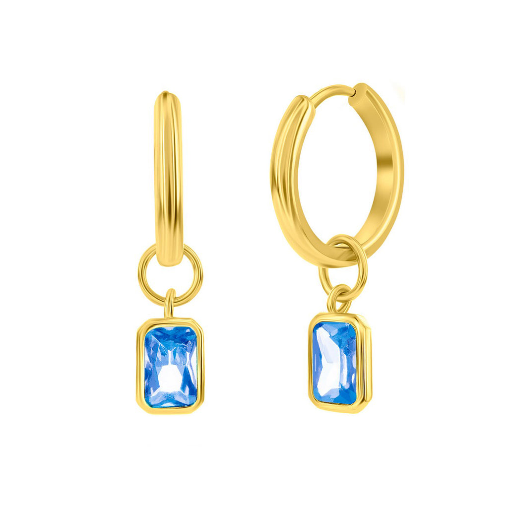 Rectangle CZ Charm Huggie Earrings (Available in 9 Colors)
