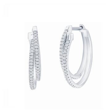 Pave Diamond Double Drop Huggie Earrings