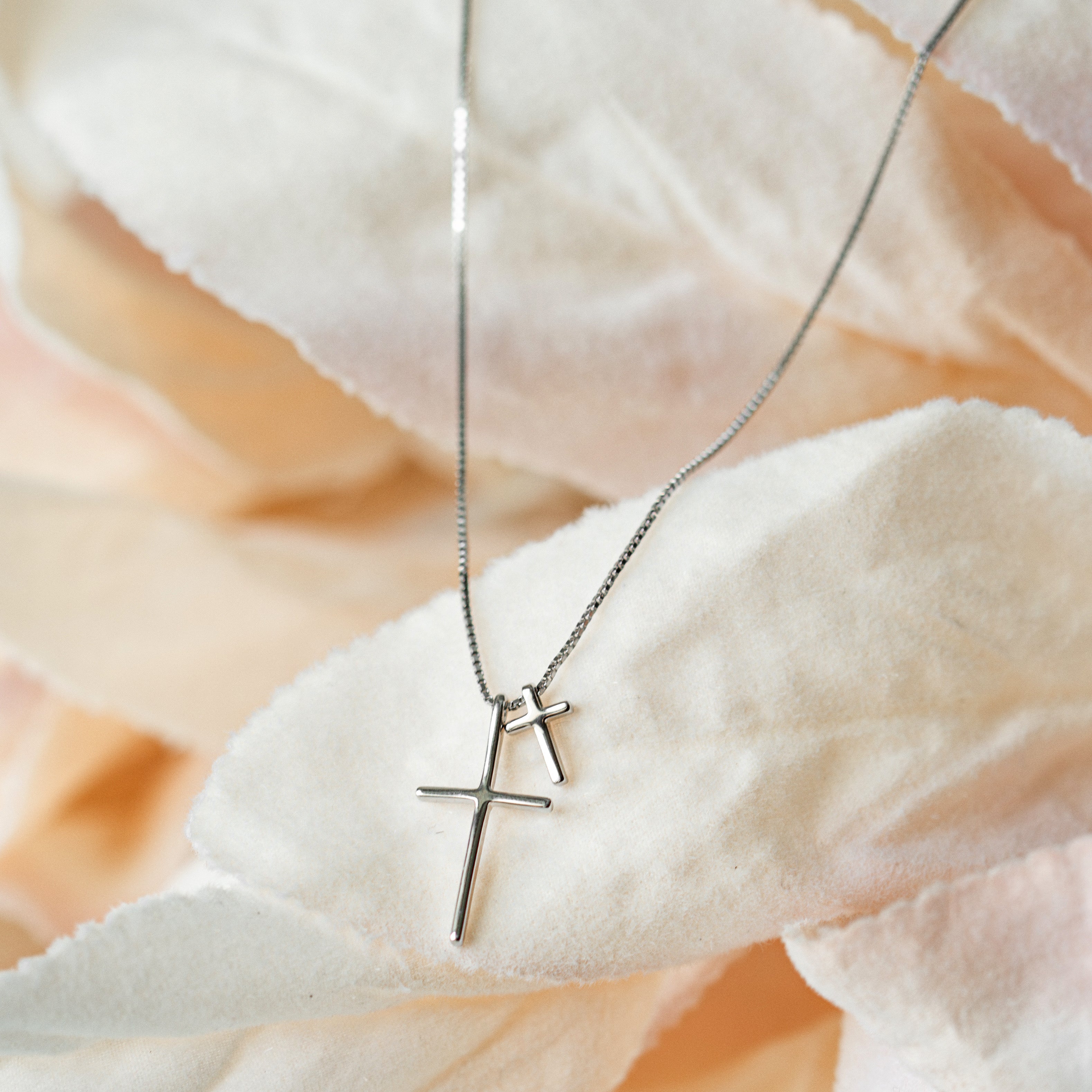 Skinny Double Cross Necklace