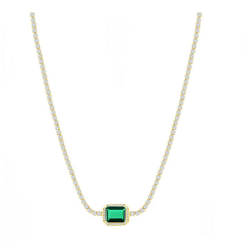 Asscher-Cut Emerald Sparkle Choker Necklace