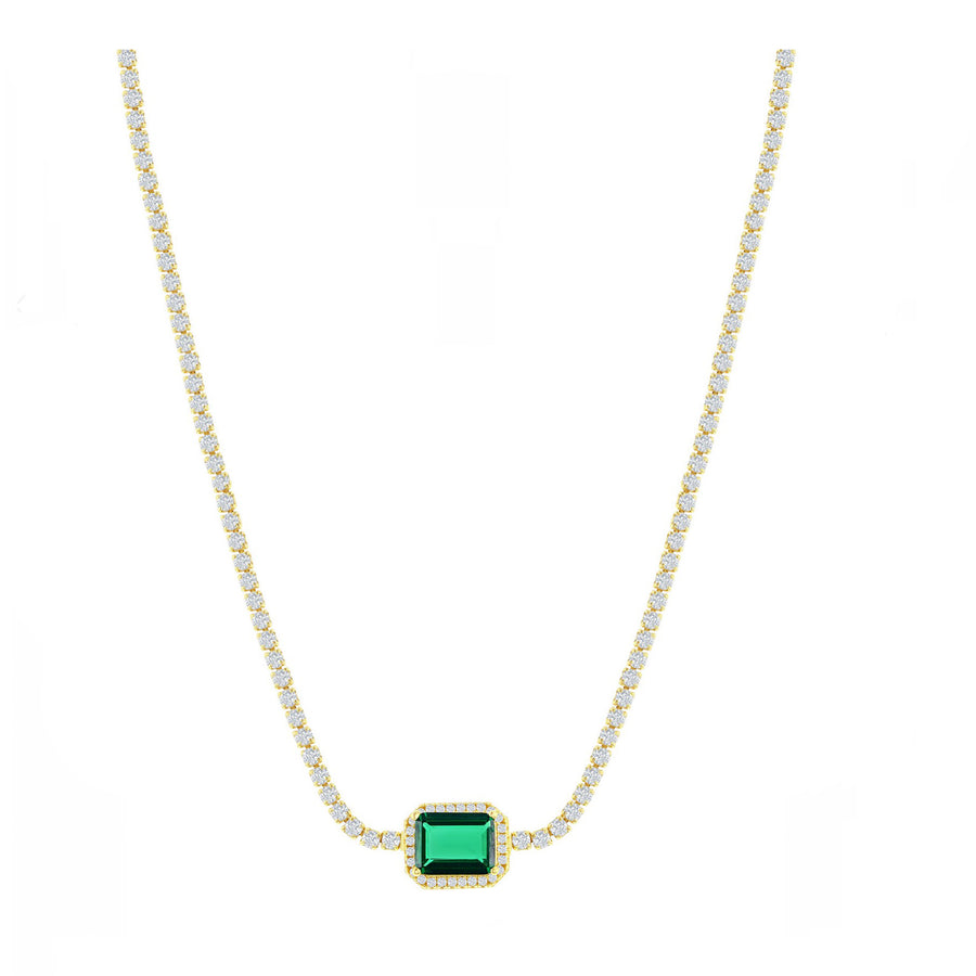Asscher-Cut Emerald Sparkle Choker Necklace
