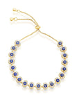 Pave CZ Hamsa Evil Eye Adjustable Bolo Bracelet