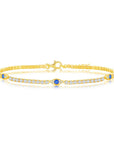 Pave CZ & Blue Sapphire Evil Eye Tennis Anklet