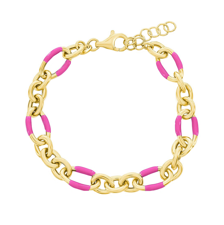Pink Enamel Curblink Bracelet