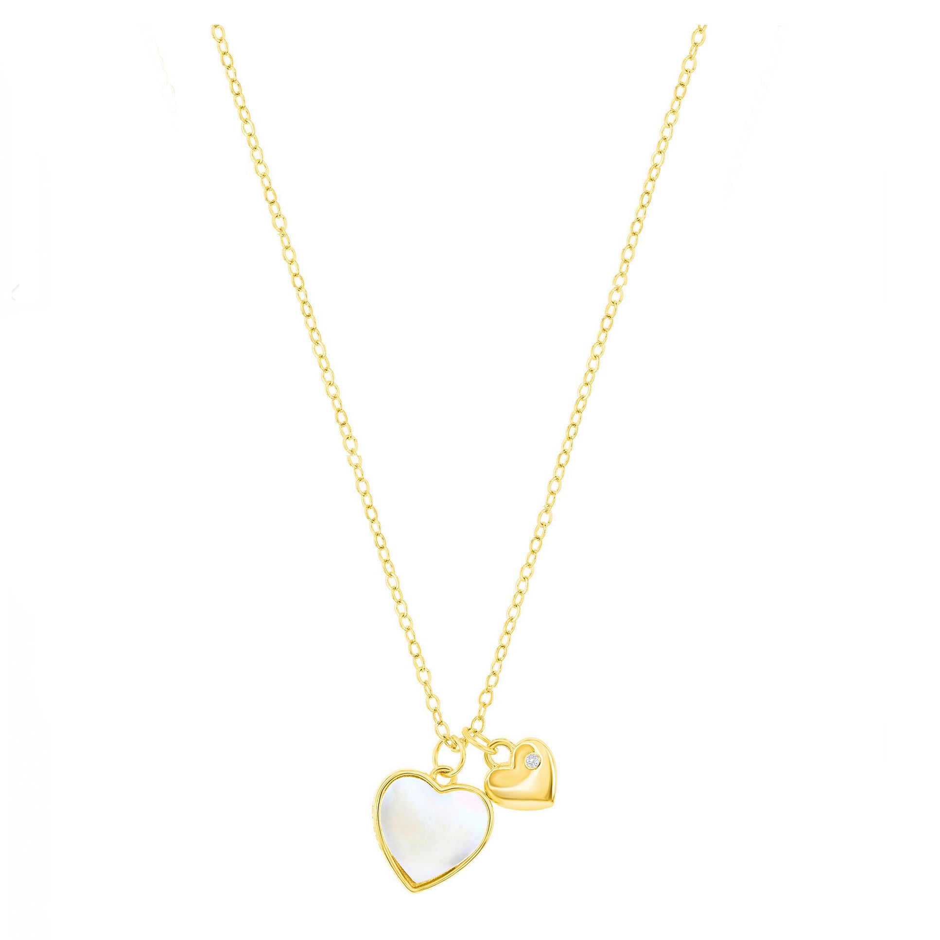 Mother of Pearl Heart and Mini Heart Necklace