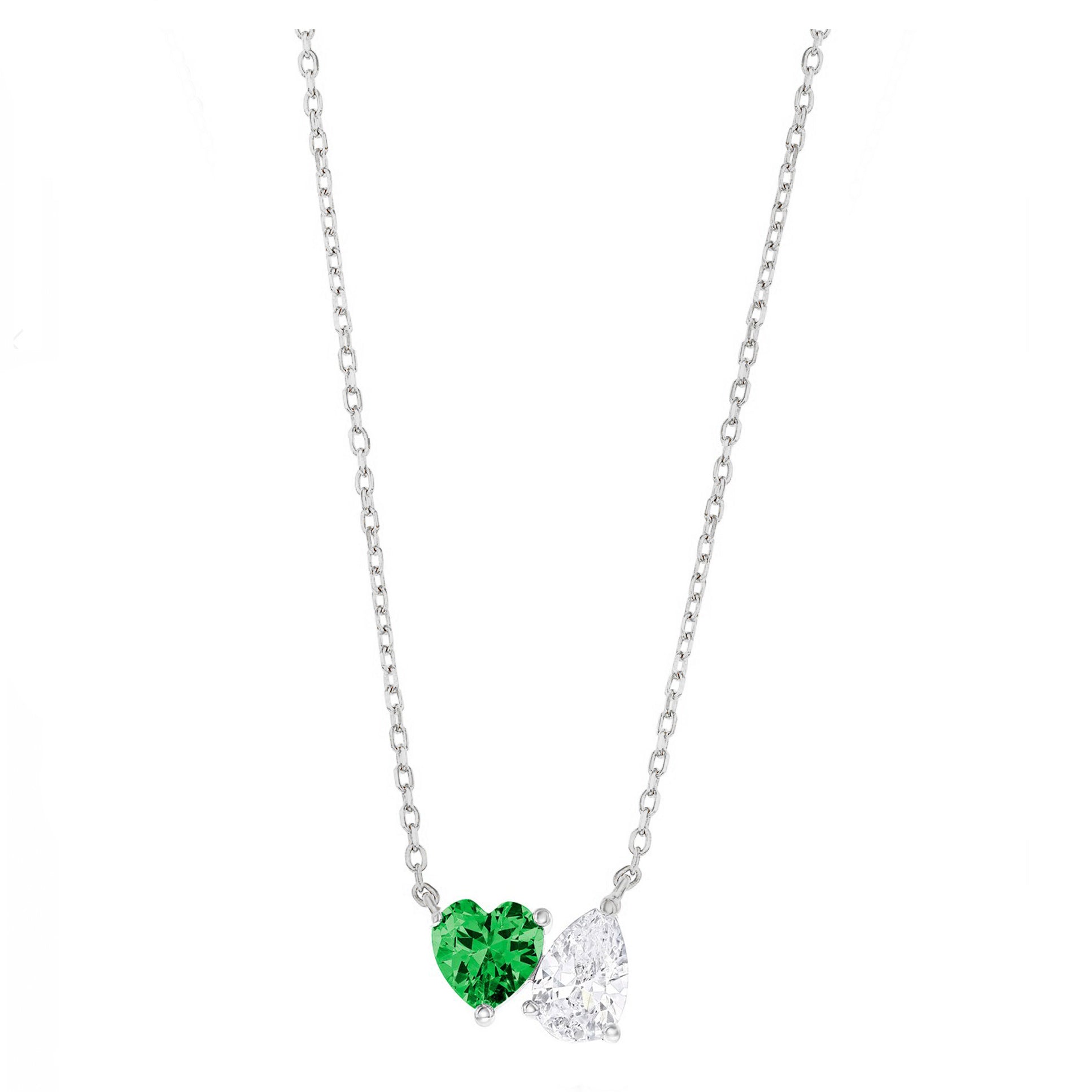 Emerald Heart &amp; Pear Toi Et Moi Necklace