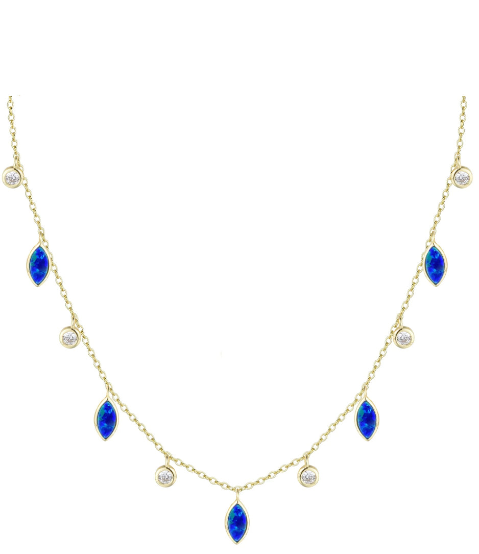 Opal Leaf and Dew Drop Necklace (Available in 3 Colors)