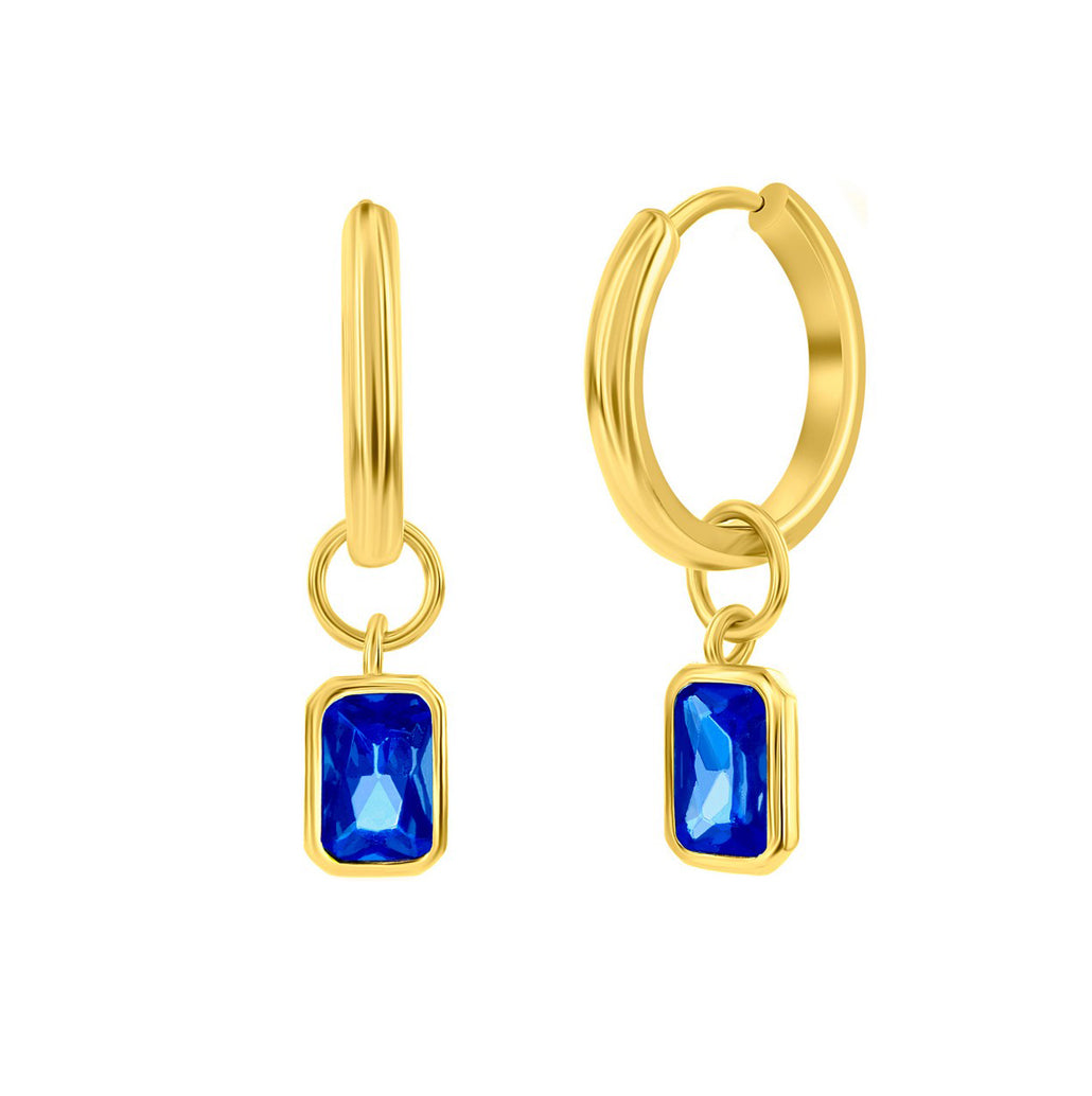 Rectangle CZ Charm Huggie Earrings (Available in 9 Colors)