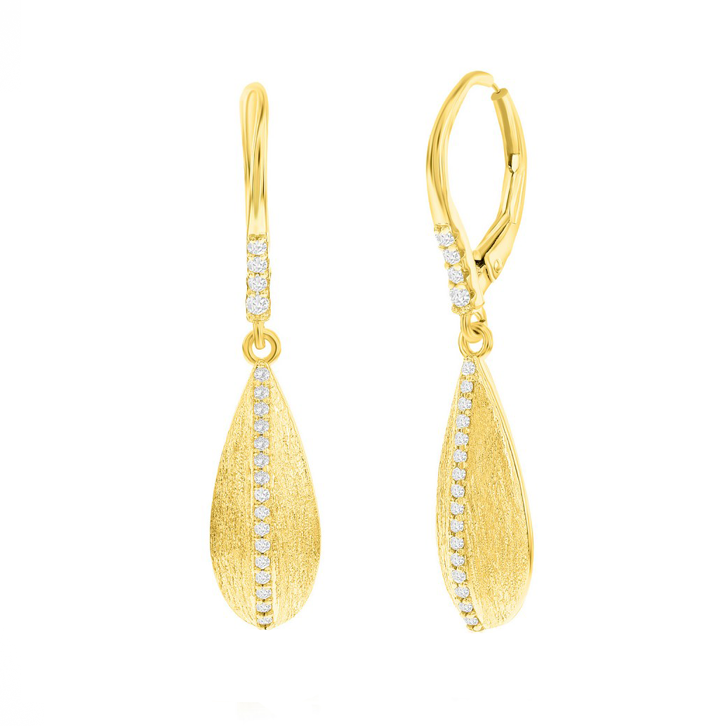 Pave Sparkle Brushed Drop Earrings