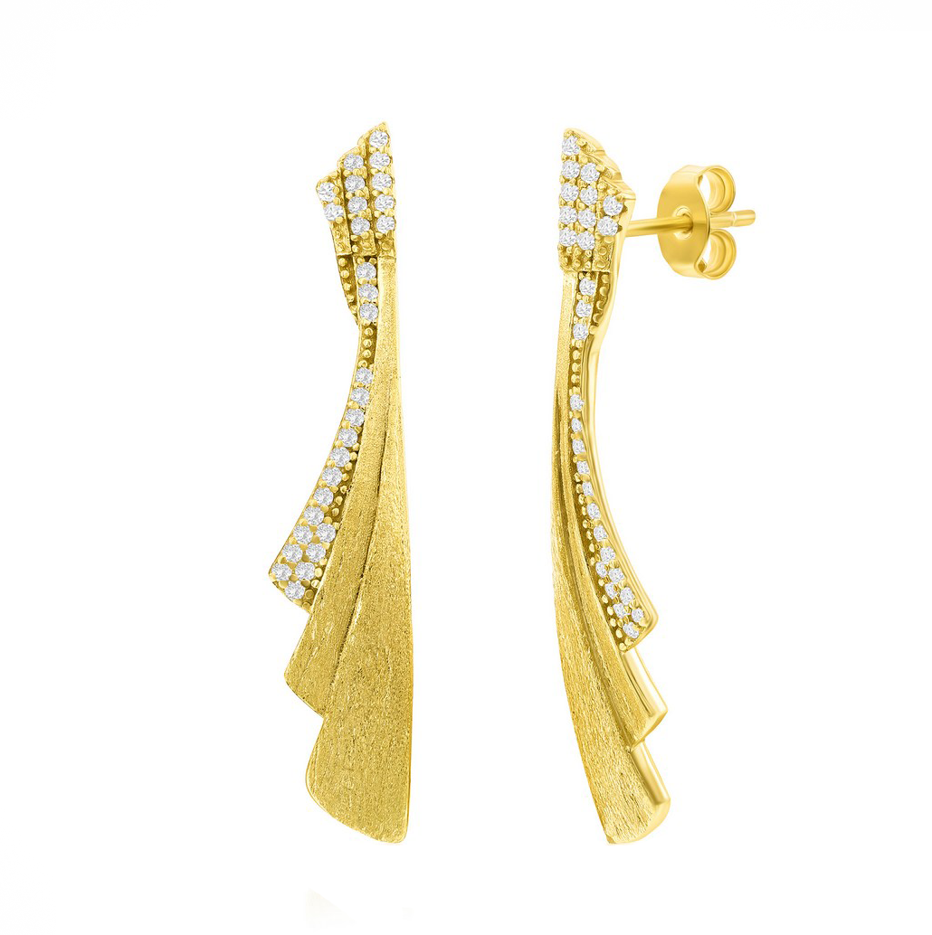 Pave Sparkle Brushed Line Earrings