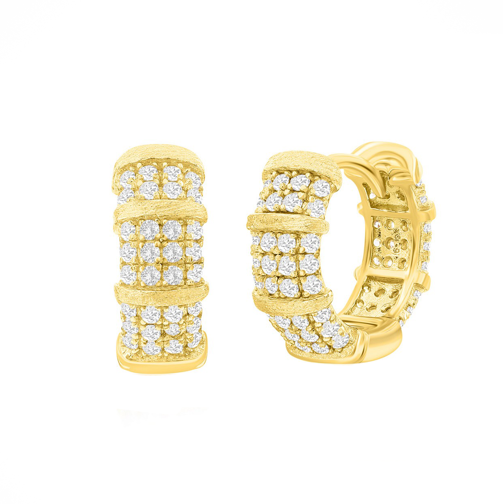 Pave Sparkle Matte Gold Hoop Earrings