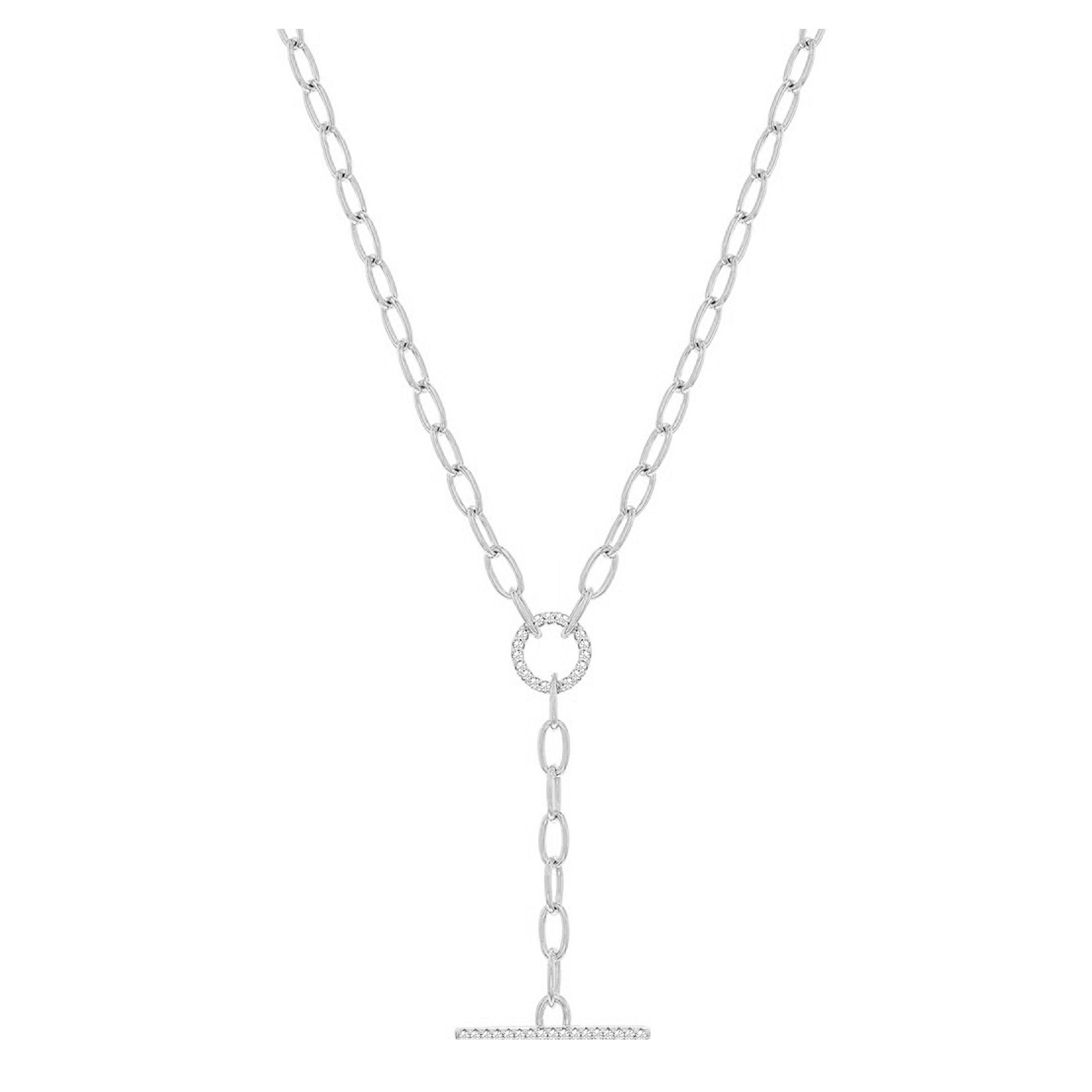 Pave Sparkle Link Toggle Lariat Necklace