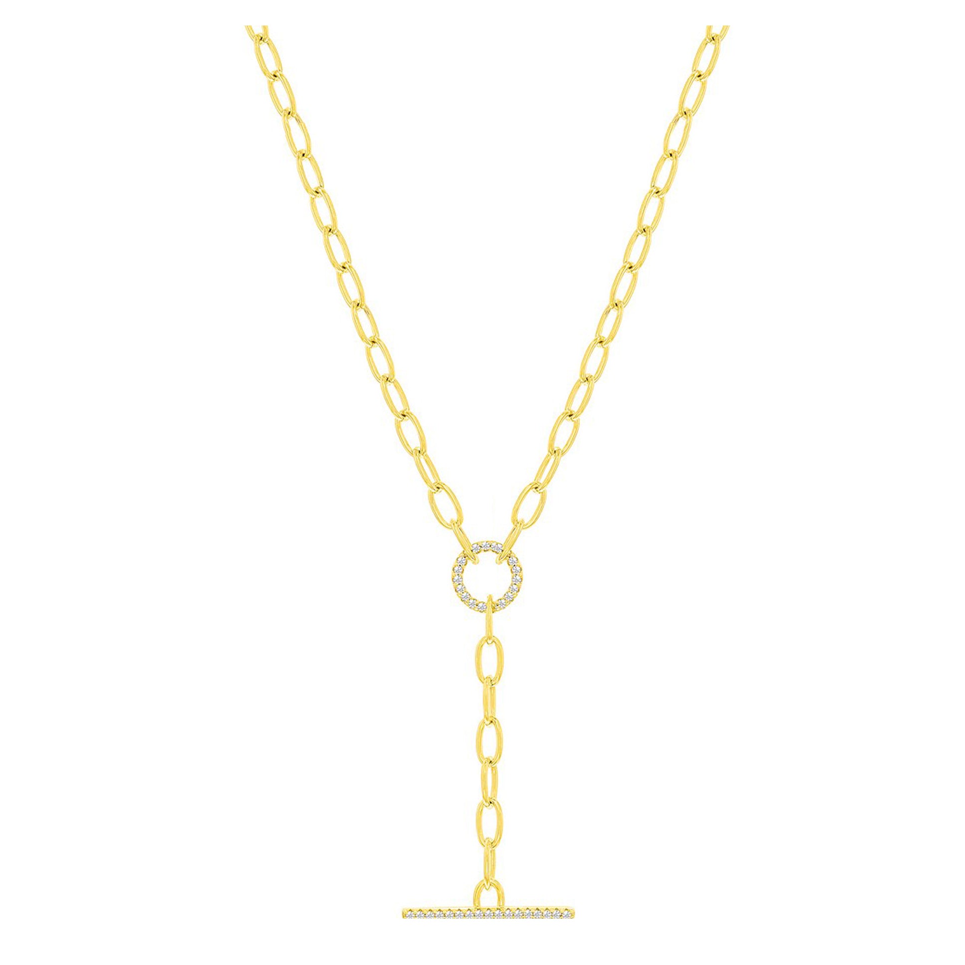 Pave Sparkle Link Toggle Lariat Necklace