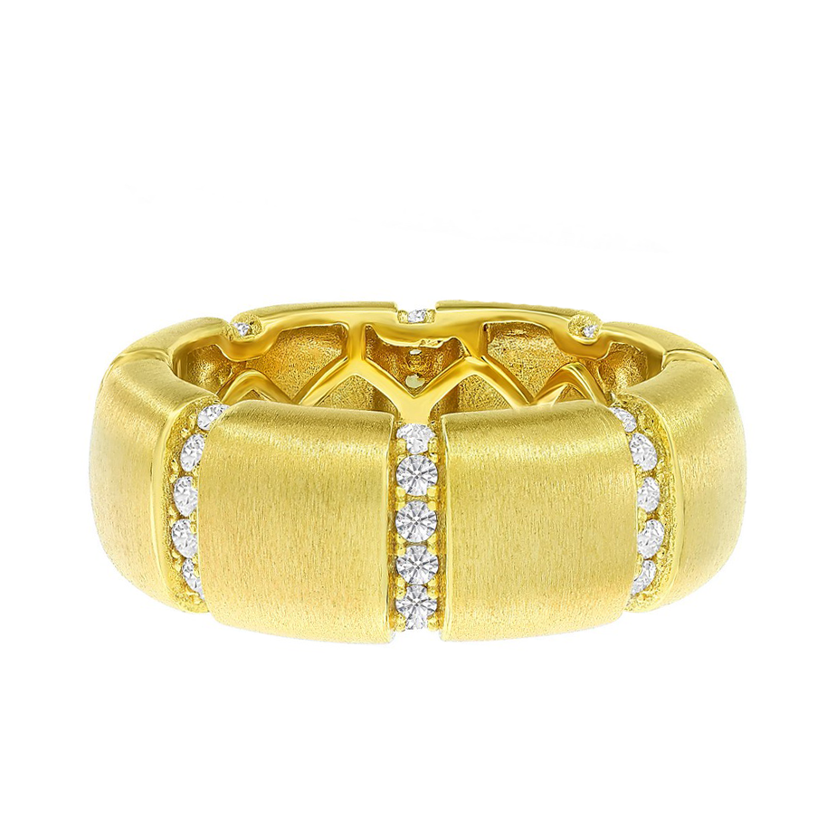Pave Line Line Matte Gold Eternity Band