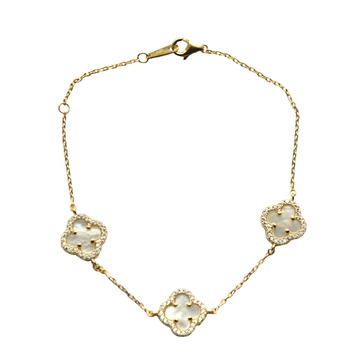 Mother of Pearl Clover Station Bracelet