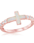 Opal Cross CZ Bezel Ring