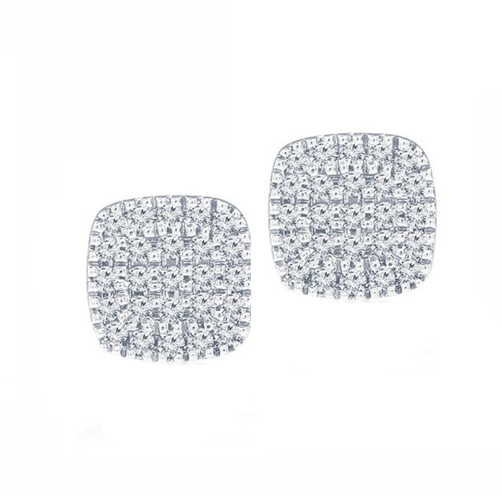 Pave Diamond Cushion Stud Earrings