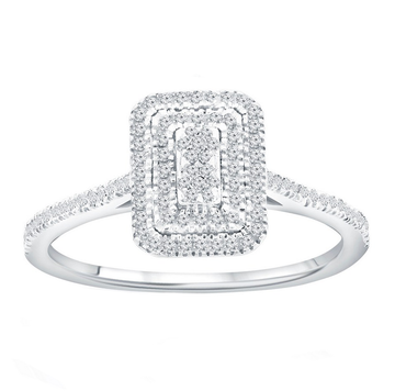Pave Diamond Emerald Frame Ring
