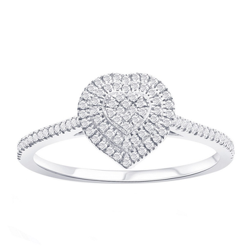 Pave Diamond Heart Frame Ring