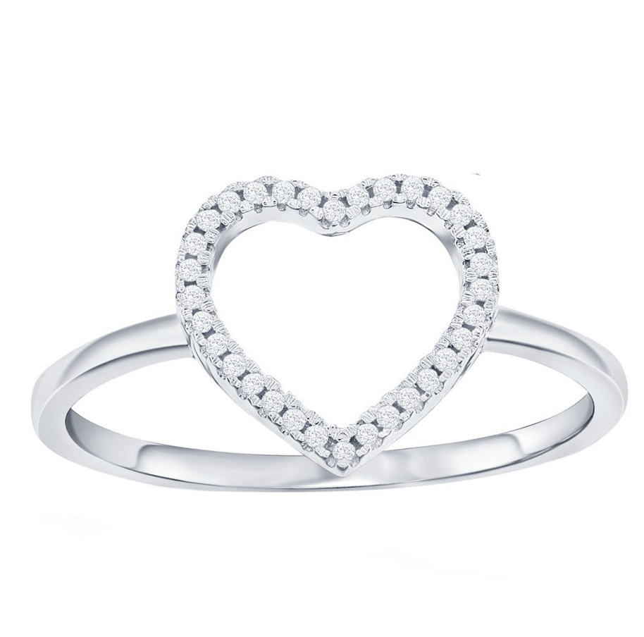 Pave Diamond Open Heart Ring