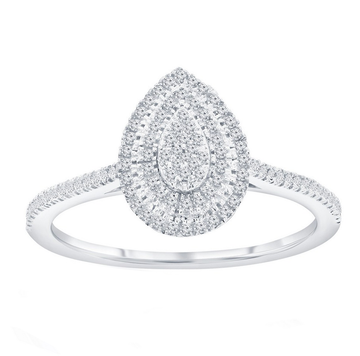 Pave Diamond Pear-Shaped Frame Ring