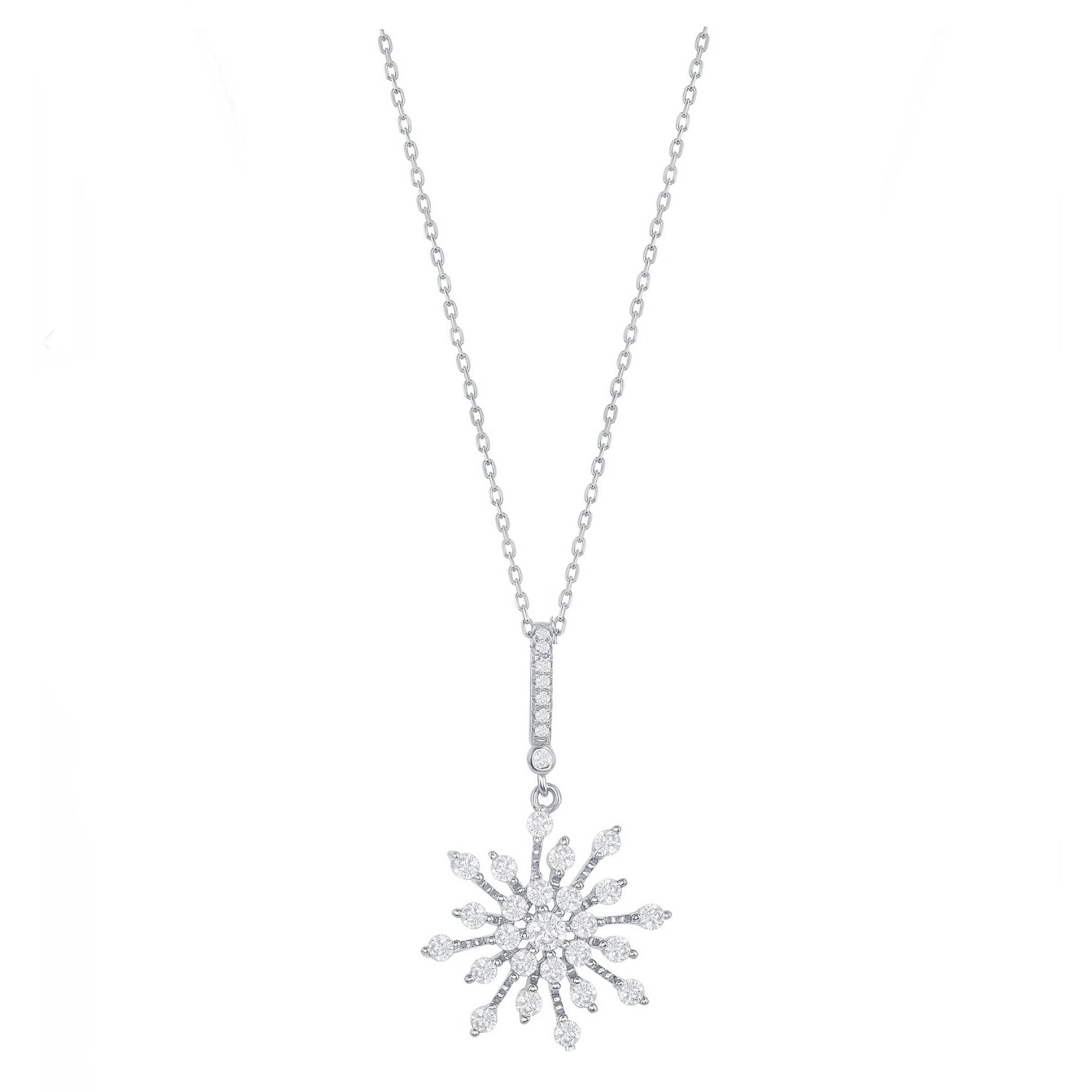 Pave Snowflake Drop Necklace
