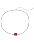 Asscher-Cut Ruby Sparkle Choker Necklace
