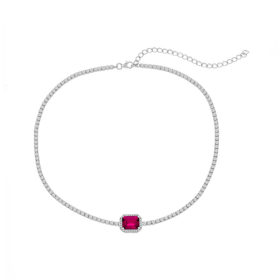 Asscher-Cut Ruby Sparkle Choker Necklace
