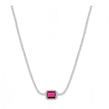 Asscher-Cut Ruby Sparkle Choker Necklace