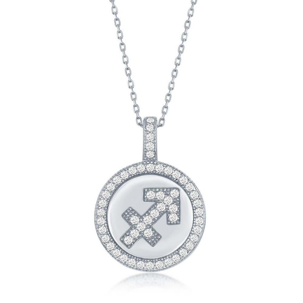 Pave Zodiac Disc Necklace