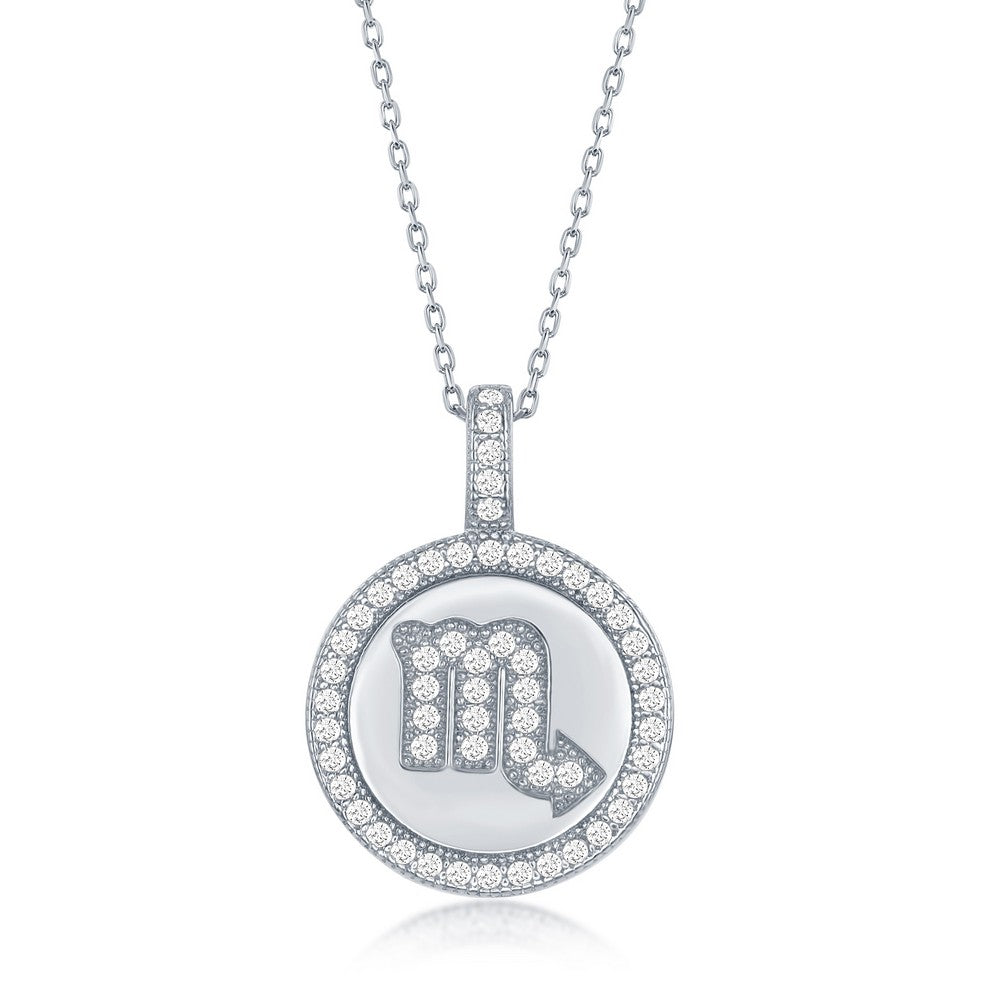 Pave Zodiac Disc Necklace