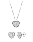 Beaded CZ Heart Jewelry Set