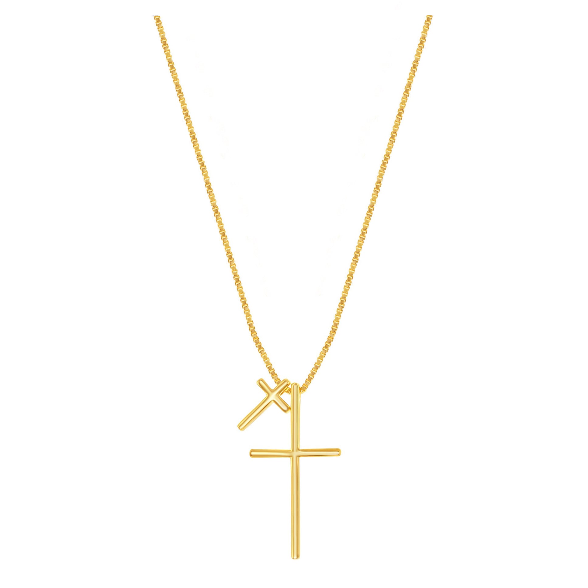 Skinny Double Cross Necklace