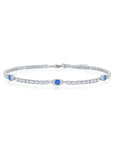 Pave CZ & Blue Sapphire Evil Eye Tennis Anklet