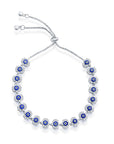 Pave CZ Hamsa Evil Eye Adjustable Bolo Bracelet