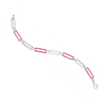 Hot Pink Enamel Paperclip Bracelet