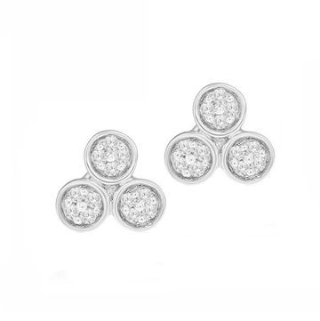 Trio Cluster Pave Diamond Stud Earrings